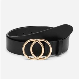 Topshop Black belt with gold double o’s
